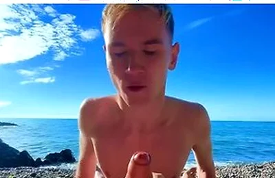 Sucking A Big Dick With A Swallowed And Gives Cum In A Tight Ass On A Nude Beach