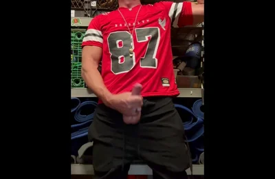 Jockdad87 Shoots a Load of Cum in His #87 Jersey