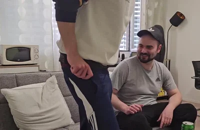 Straight Handyman Returns, Catches Mike Playing with and Ends up in a Mutual Blowjob