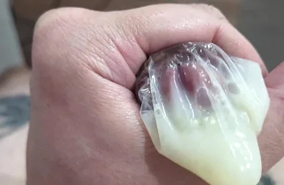 Giant and Thick Penis Releases Milk in the Condom