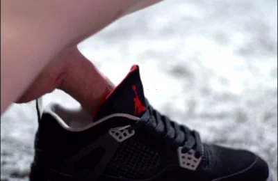 Playing with Jordan Retro Iv Sneakers and Cumming Inside