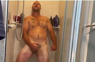 Muscular Dilf Jacking His Fat Cock In The Shower And Fingering His Asshole To Help Him Nut!!!!
