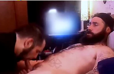 Tattooed Straight Guy Gets Sloppy Blowjob From Cum Hungry Fag