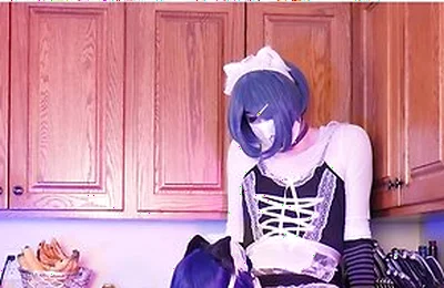 Femboy Maids Suck Each Others Big Cocks On The Countertop