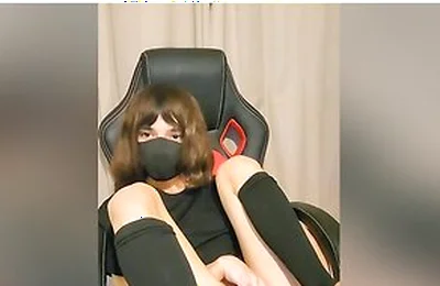 Twink Femboy Cums On His Airsoft Suit