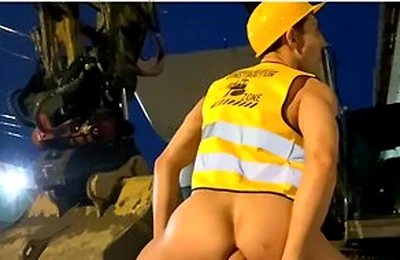 Twink In Chastity Cage Sneaks Into Construction Site & Fucks His Boyhole With Giant Dildo In Public