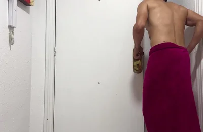 Naked Boy Massive Cock Masturbation on Forest Trail