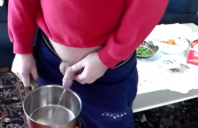 John Is Pissing Into a Kitchenpot