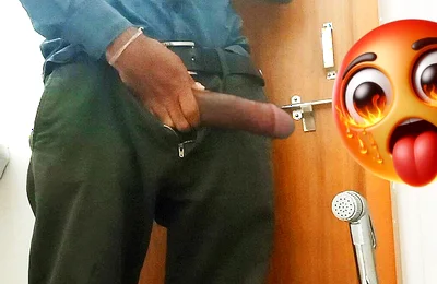 Today in the Office Toilet, I Spit on My Cock, Masturbated and Ejaculated