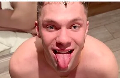 Boy55: 22yo Caged Cocksucker Luca Jaxxson (quickie)