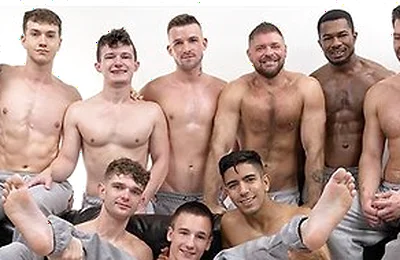 Ten Horny Studs Take Turns At Zac Steele Insatiable Ass