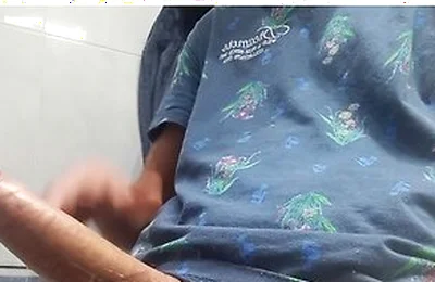 Hot Handsome Shows You His Huge Hard Penis Squirting On The Bathroom Floor