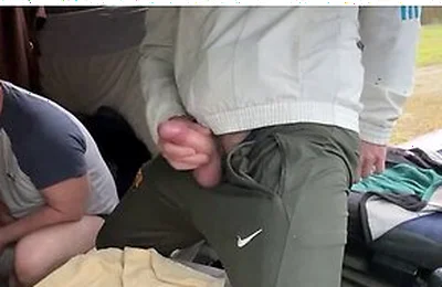 Public Truck Cruising We Flash Our Bulges And A 3-way Begins Inside