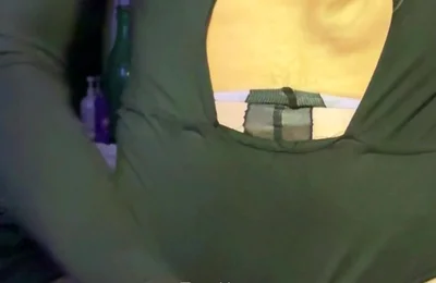 Crossdresser Cdmichelle Wearing Doted Pantyhoes Black Bodysuit