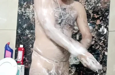 Desi Man Taking a Shower