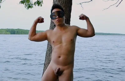 Lakeside Muscle Worship Flexing My Massive Biceps, Ripped Abs, and Juicy Ass Before an Explosive Cum Tasting Finale