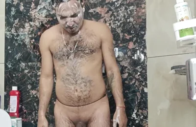 Indian Desi Man showering
