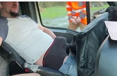 Truck Door Open My Big Bulge Attracts Two Horny Guys