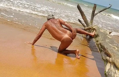 Sissy Ladysilva on the Beach Tanned Naked Showing off Her Sexy Mark Hot Ass