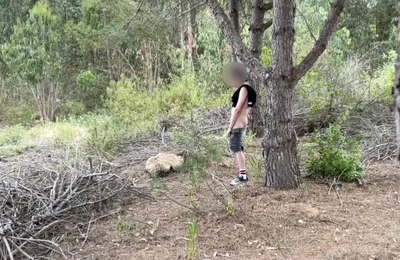 Amateur Horny Twink Cruising for Sex in the Woods Founds a Nice Big Cock to Suck and They Both Cum