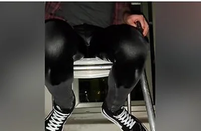 Pissing Skinny Jeans On Balcony