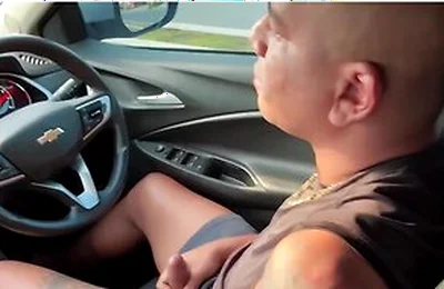 Wanker Jerks In The Car, Pees And Cums On The Street