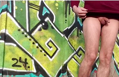 Femboy, Exhibitionist Undresses In Public Place