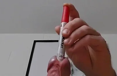 Sounding an Eding Pen While Stretching My Testicles