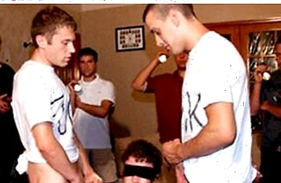 At A Wild Frat Party, A Daring College Stud Takes On A Cheering Crowd