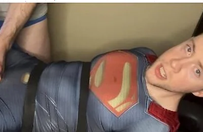 Tied Superman Cumshot Twink