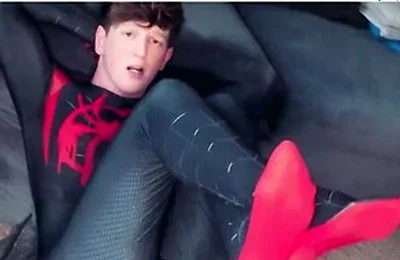 Super Hero Spiderman Cosplay Twink Getting Fucked By Machine