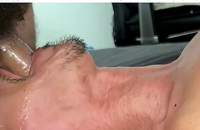 His Belly Bulges From Deepthroat Action As Load After Load Stretches Him Full Of Thick Seed
