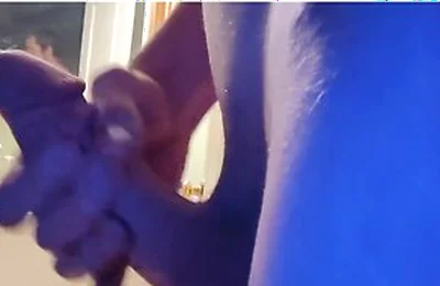 Skinny Boy With A Stomach Full Of Food Strokes His Cock Till He