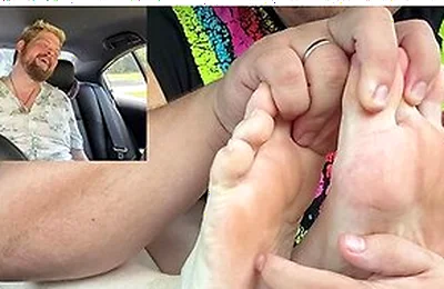 Matt Tickles Red Blacks Cute Soft Feet In A Car Pool