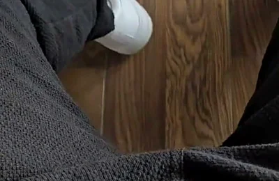 Lunch Break - Hot Stepdaddy Rubs His Fat Cock Through White Calvin Klein