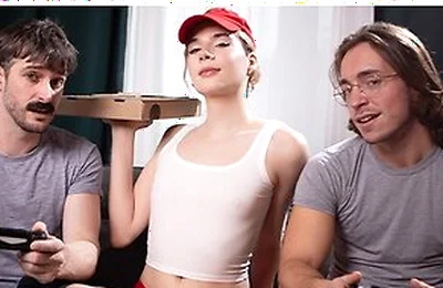 Sexy Femboy Pizza Delivery Yuna Yule Gets Double-teamed By Two Horny Gamers