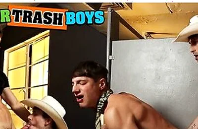 Cowboys Ryan Orion And Kane Fox Slips In The Bathroom To Fuck