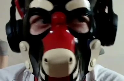 Latex Pet Sucks His Rubber Bone. Watch the Full on My Fancentro