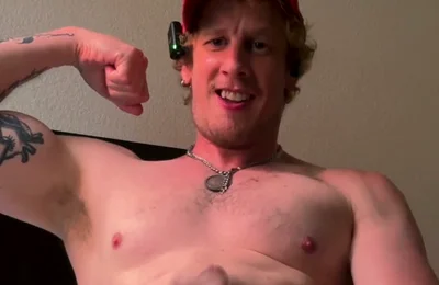 Gay Gooner Christian Hunter Flexes and Goes Hard on His Cummy Thick Cut Cock
