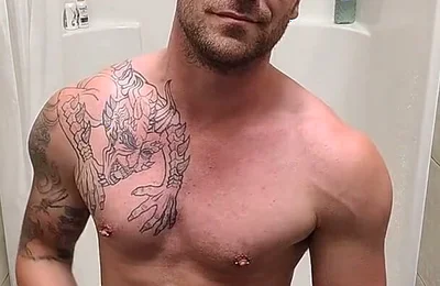 Stroking My Cock and Playing with My Ass in Thegym Showers