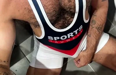 Double Teamed This Hairy Muscle Bear Piss