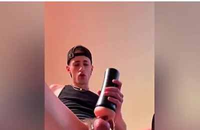 Stroking And Edging My Big Hard Cock With My New Toy, Massive Cum Shot!