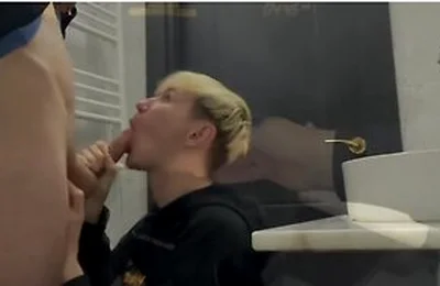 Two Guys Fuck And Kiss In A Public Toilet In A Cafe