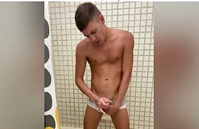 Twink Pisses On Himself Then Cums Wiping Up With His White Briefs With Johnny Hunter