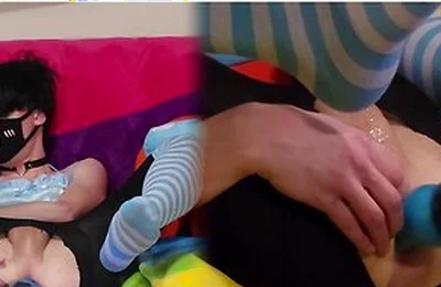 Femboy Getting Knotted Through Ripped Tights Makes Him Feel Like A Good Slut
