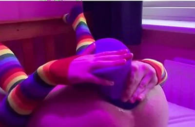 Size Queen Femboy Raine Stretched By Huge Toys!