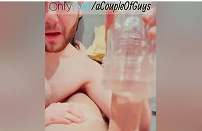 Fucking A Toy With A Friend / Sharing Fleshlight Filled With Cum / Two Guys Fuking One Fleshlight