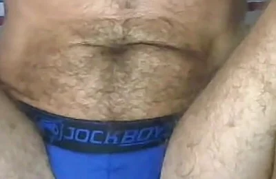 Anal Pleasure While Wearing Blue Underwear.