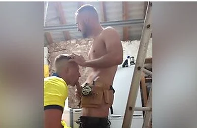 Tradie Lad Drops To His Knees