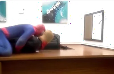 Spiderman Humps Robber He Finds In An Office